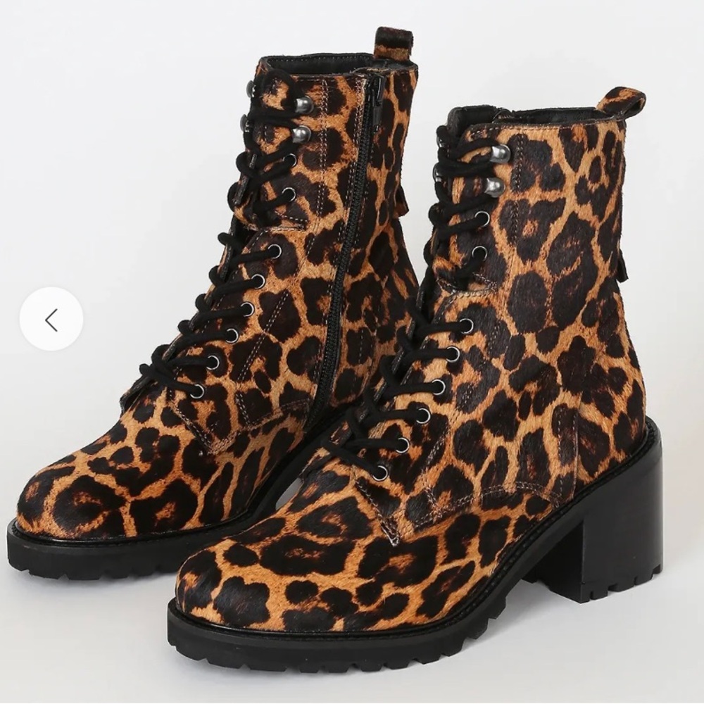 EUC Seychelles Irresistible Leopard Print Lace-Up Ankle Boots 8